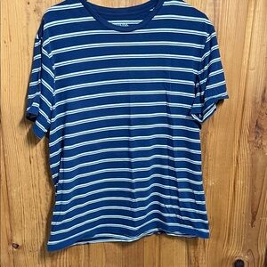 Merona Men's Blue and Gray Striped Tee